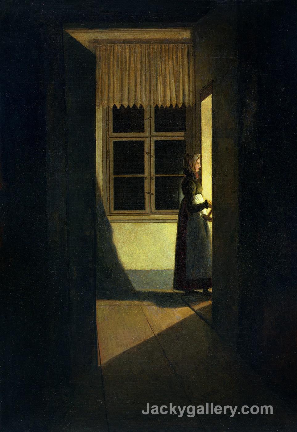 Woman with a candlestick by Caspar David Friedrich paintings reproduction